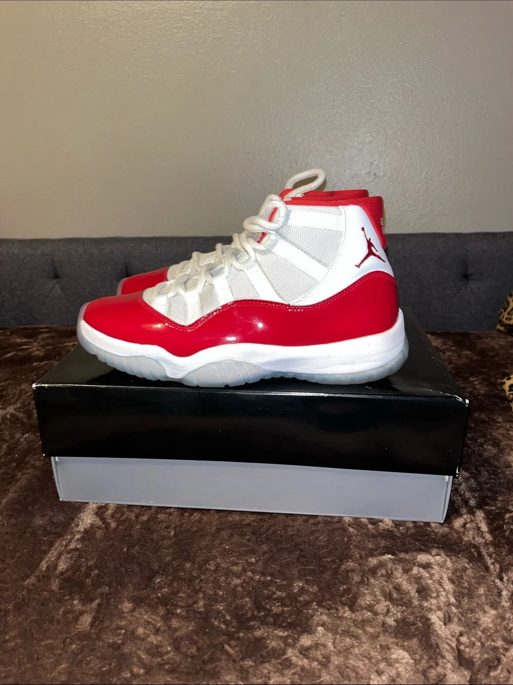 Jordan Men’s High-Top Sneakers in White and Red